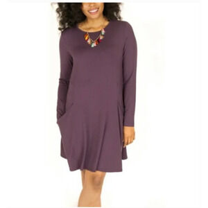 Betabrand Dress Womens Medium Purple Silk Blend Pockets Travel Lagenlook NEW